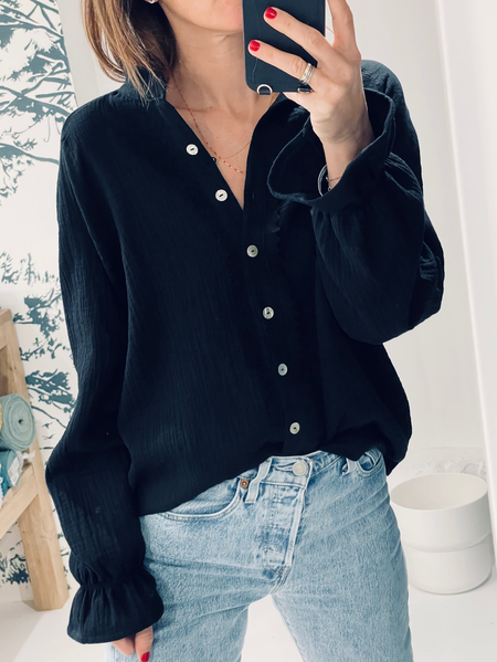 

Regular Fit Casual Plain Blouse, Black, Shirts & Blouses