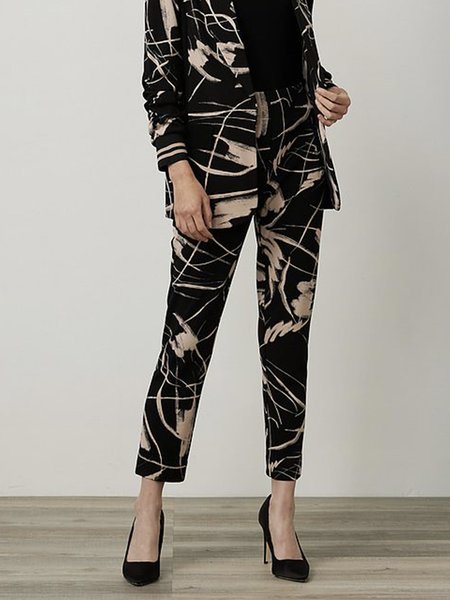 

Urban Fashion Abstract Regular Fit Pants, Black, Pants