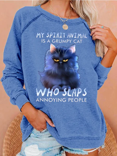 

Womens Funny Grumpy Cat Casual Sweatshirt, Light blue, Hoodies&Sweatshirts