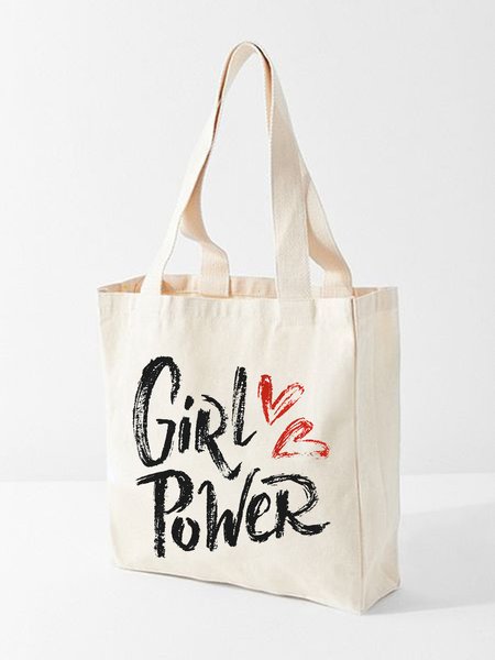 

Girls Power Shopping Tote, White, Bags