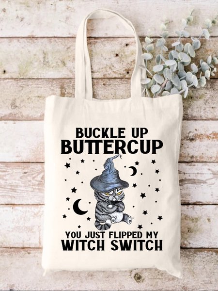 

Halloween Angry Cat Shopping Totes, White, Bags