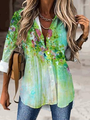 

Womens Casual Floral Art Print Blouse, As picture, Blouses