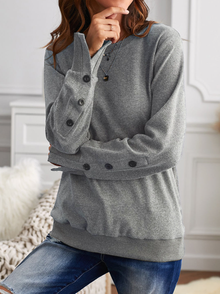 

Casual Plain Crew Neck Sweatshirt, Gray, Sweatshirts & Hoodies