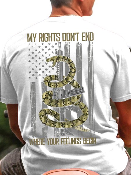 

Mens My Right Don't End Crew Neck Cotton T-Shirt, White, T-shirts