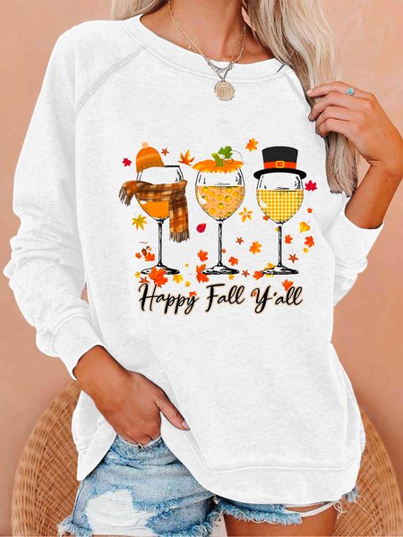 

Happy Fall You All Women Simple Sweatshirts, White, Hoodies&Sweatshirts