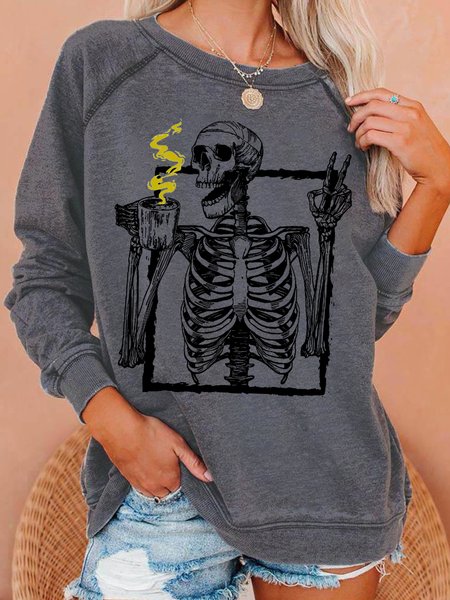 

Womens funny Halloween Print Sweatshirts, Gray, Hoodies&Sweatshirts
