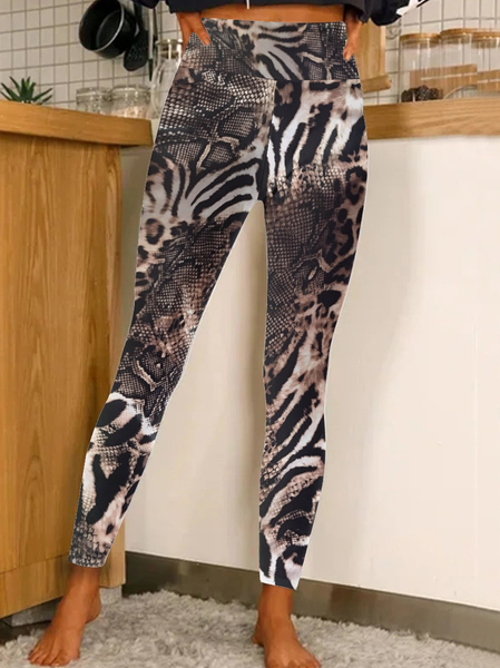 

Women Animal Leopard Print Pattern Casual Leggings, As picture, Leggings