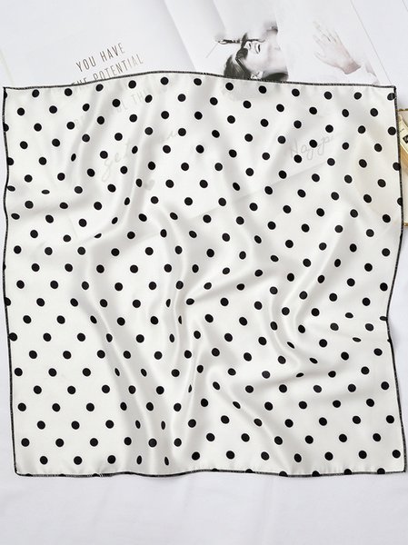 

Casual Silk Polka Dot Pattern Square Autumn Winter Warm Scarf, White, Women Scarves & Shawls