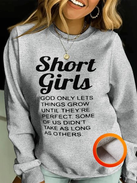 

Womens Funny Short Girl Crew Neck Fleece Sweatshirt, Gray, Hoodies&Sweatshirts