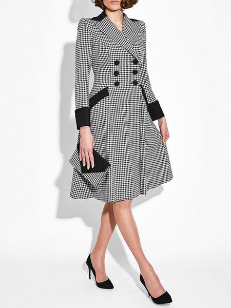 

Regular Fit Urban Lapel Collar Long sleeve Overcoat, Black, Coats
