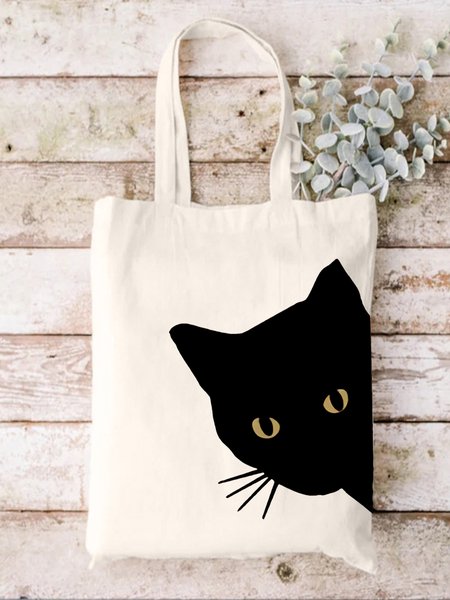 

Black Cat Graphic Shopping Tote, White, Bags