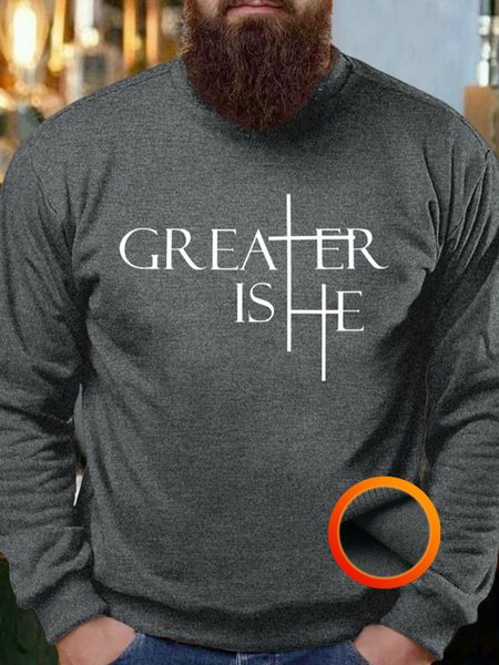 

Greater Is He Cross Men's Sweatshirt, Deep gray, Hoodies&Sweatshirts