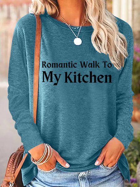 

Lilicloth X Vithya Romantic Walk To My Kitchen Women's Long Sleeve T-Shirt, Green, Long sleeves