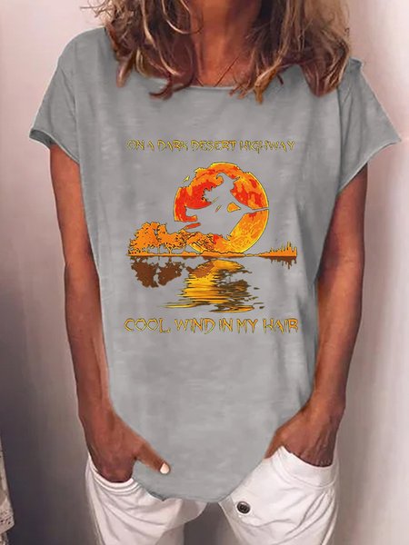 

Women's Witch Drive A Stick Casual Loose T-shirt, Gray, T-shirts