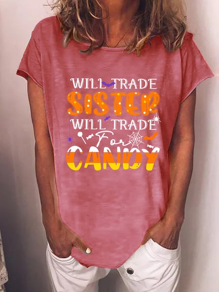 

Will Trade Sister Will Trade Candy Women Casual T-Shirt, Pink, T-shirts