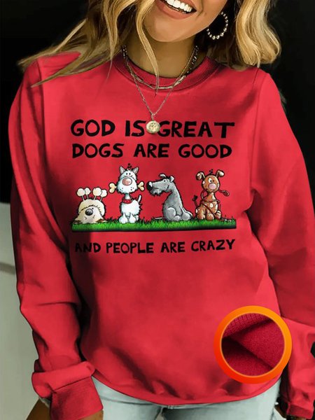 

Womens Funny Dog Lover Letters Fleece Sweatshirt, Red, Hoodies&Sweatshirts