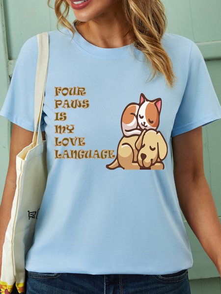 

Lilicloth X Marrium Four Paws Is My Love Language Cat And Dog Women's T-Shirt, Light blue, T-shirts