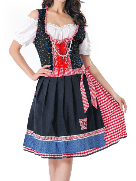 

Dirndl Oktoberfest Plaid Party Dresses, Blue, Dresses