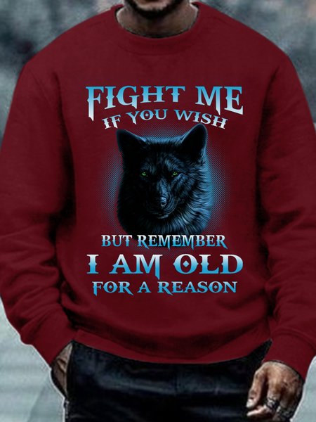 

Mens Fight Me If You Wish But Remember I Am Old For A Reason Casual Sweatshirt, Red, Hoodies&Sweatshirts