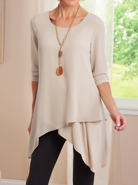 

Casual Crew Neck Regular Fit Tops, Khaki, Tunics