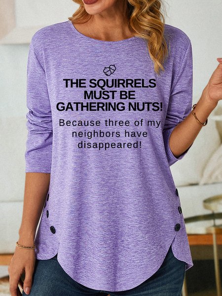 

Lilicloth X Kat8lyst The Squirrels Must Be Gathering Nuts Women's Long Sleeve T-Shirt, Purple, Long sleeves
