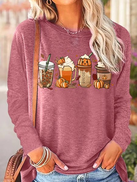 

Womens Halloween Crew Neck Tops, Pink, Long sleeves