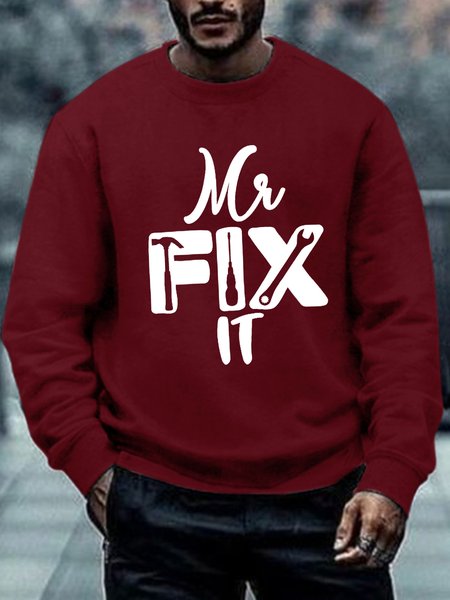 

I Fix It Men Text Letters Sweatshirt, Red, Hoodies&Sweatshirts