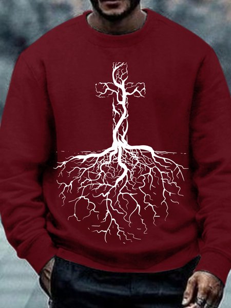 

Mens Christian Cross, Cute Evangelical I Love Jesus Crew Neck Casual Sweatshirt, Red, Hoodies&Sweatshirts