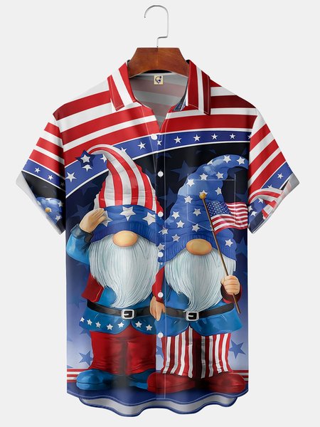 

Men's Christmas Collection Printed Casual Short Sleeve Hawaiian Shirt with Chest Pocket, Blue, Short Sleeve Shirts