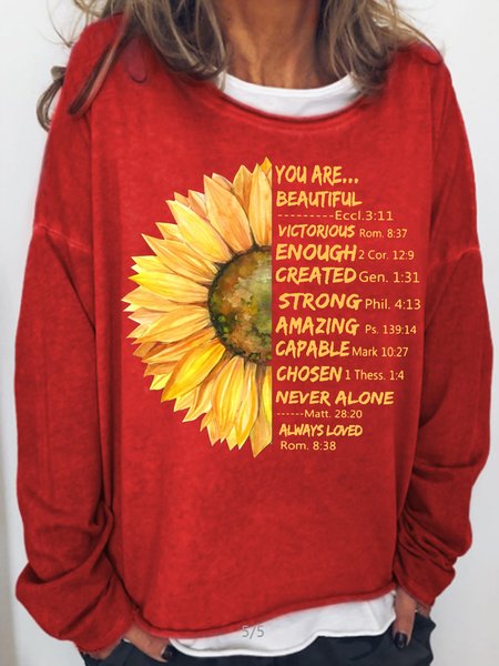 

Womens Sunflower You Are Beautiful Always Loved Sweatshirt, Red, Hoodies&Sweatshirts