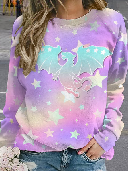 

Lilicloth X Paula Dragon With Pink Star Women's Sweatshirt, As picture, Hoodies&Sweatshirts
