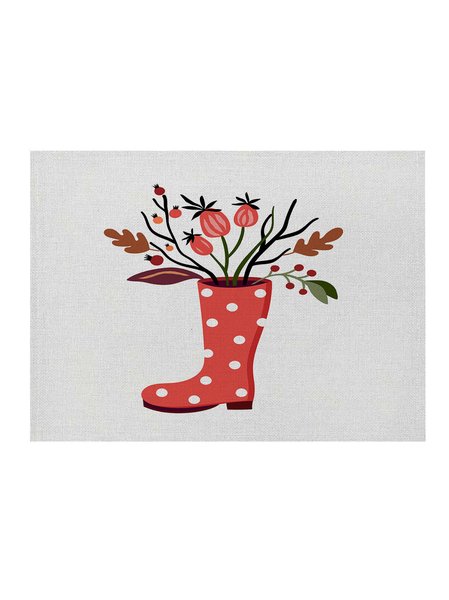 Banquet Party Cotton Linen Placemat Thanksgiving Cartoon Table Mat, Color4, Accessories