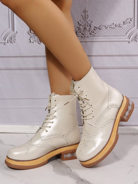 

Classic British Baroque Sheer Chunky Heel Booties, Off white, Boots