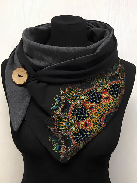 Casual ethnic pattern totem print triangle scarf Autumn Winter Warm scarf, As picture, Scarves & Gloves