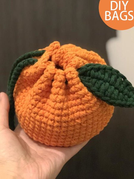 

DIY Hand Knitting Crochet Yarn Orange Bag Material Set, As picture, Bags
