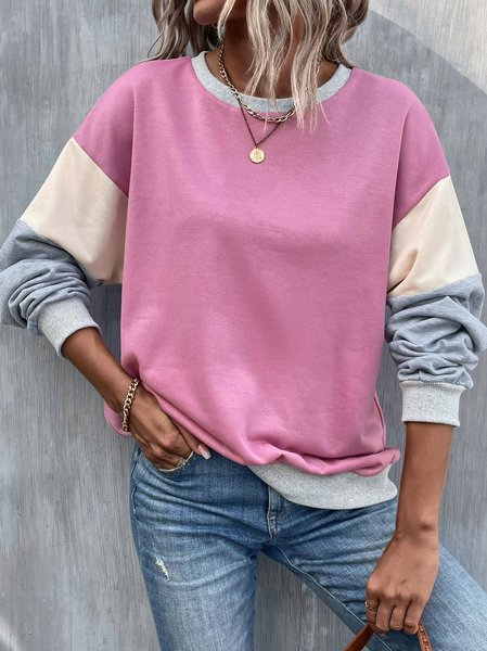 

Crew Neck Casual Regular Fit Sweatshirt, Pink, Hoodies & Sweatshirts