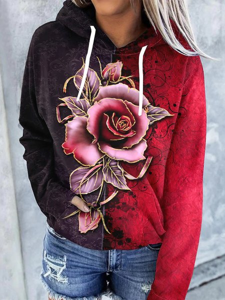 

Hoodie Casual Floral Sweatshirts, Red, Sweatshirts & Hoodies
