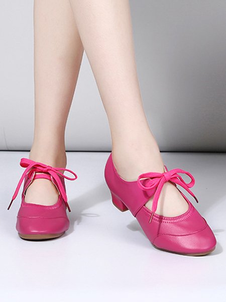 

Latin Dance Square Block Heel Middle Heel Dance Shoes, Deep pink, Shoes