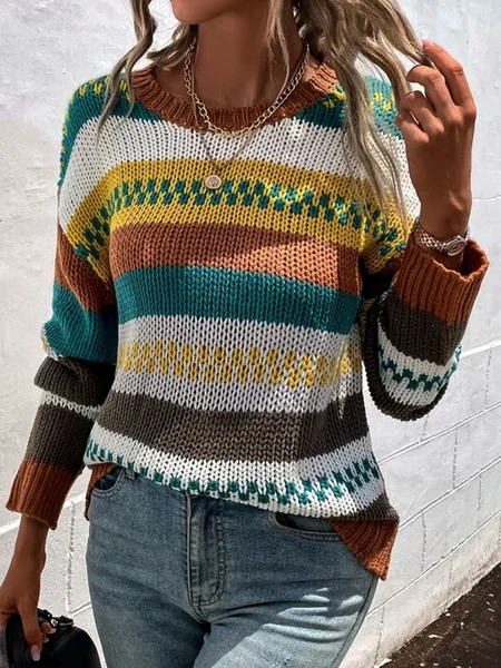 

Color loose Pullover plus size, Multicolor, Sweaters