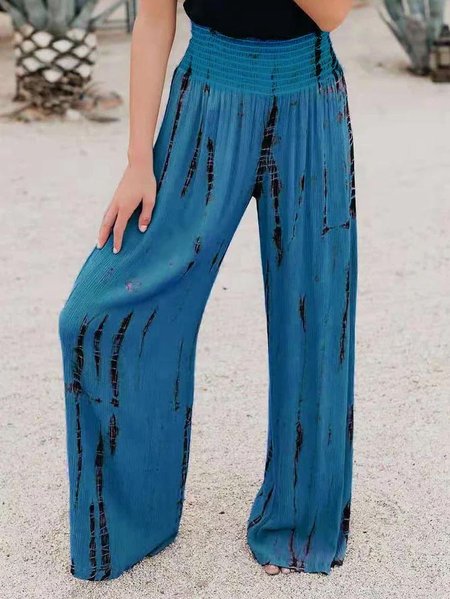 

Ombre/Tie-Dye Cotton-Blend Shift Pants, Blue, Pants