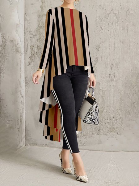 

Urban Striped Long Sleeve Regular Fit Blouse, Khaki, Blouses and Shirts