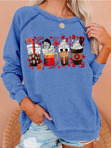 

Womens Halloween Crew Neck Sweatshirts, Light blue, Hoodies&Sweatshirts