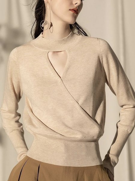 

Regular Size Urban Loose Crew Neck Sweater, Light camel, Pullovers