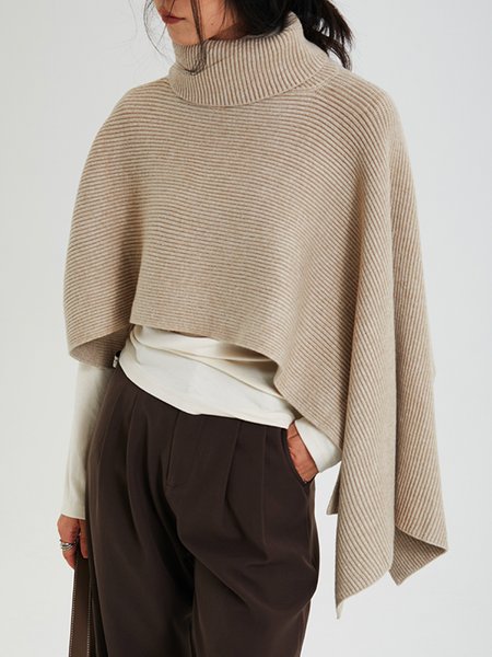

Long sleeve Apricot Turtleneck Long sleeve Simple Sweater, Pullovers