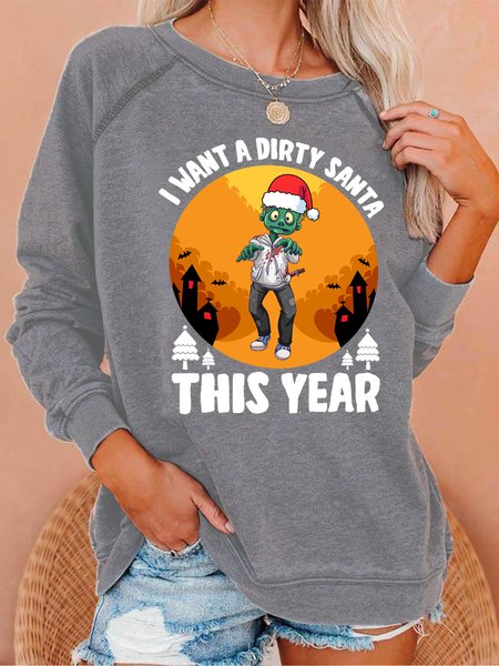 

Lilicloth X Jessanjony I Want A Dirty Santa This Year Women's Christmas Sweatshirts, Gray, Hoodies&Sweatshirts