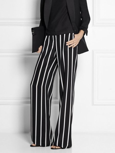

Regular Fit Urban Fashion Striped Pants, Black, Pants