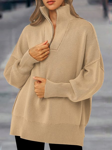 

Wool/Knitting Casual Sweater, Khaki, Sweaters