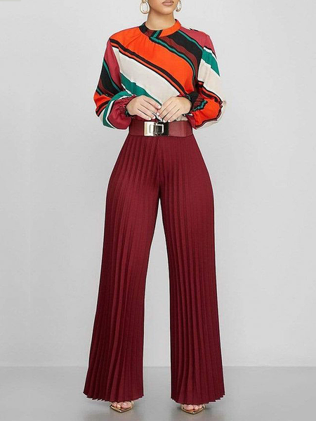 

Regular Fit Crew Neck Long sleeve Regular Fit Blouse, Multicolor, Blouses and Shirts