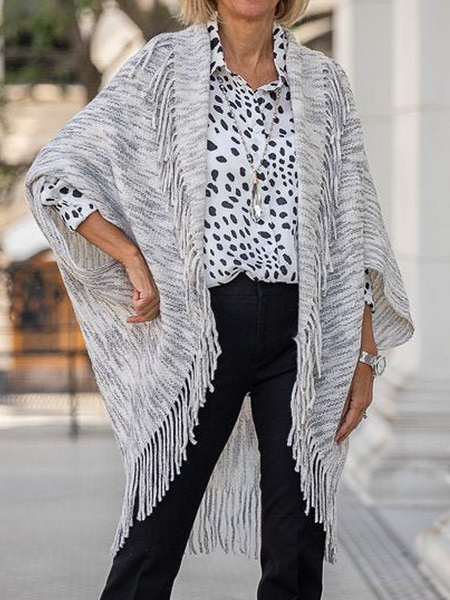 

Loose High Elasticity V Neck Sweater Coat, Gray, Cardigans