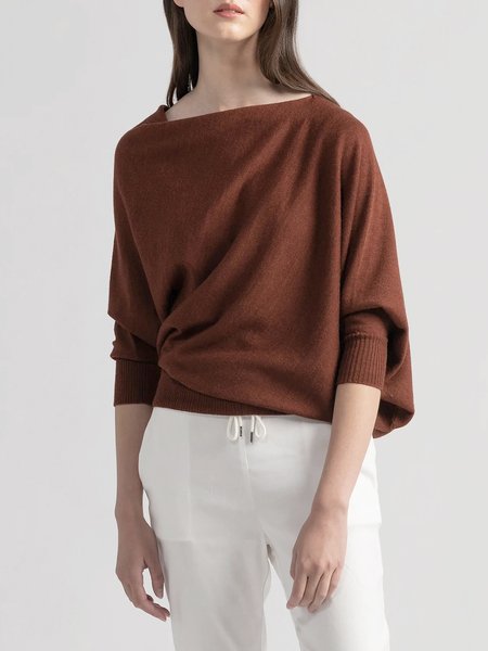 

Long sleeve Urban Boat Neck Sweater, Red brown, Pullovers